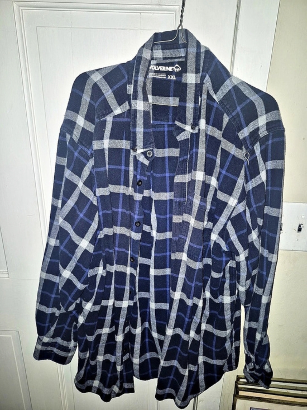 Wolverine Men's Plaid Button Down Blue & Gray XXL